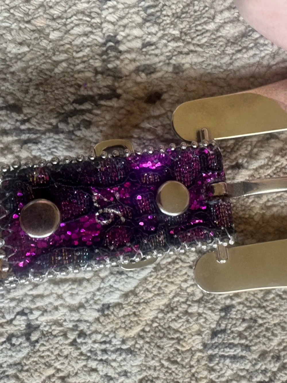 Glitter Trim Kids Belt in Deep Purple
